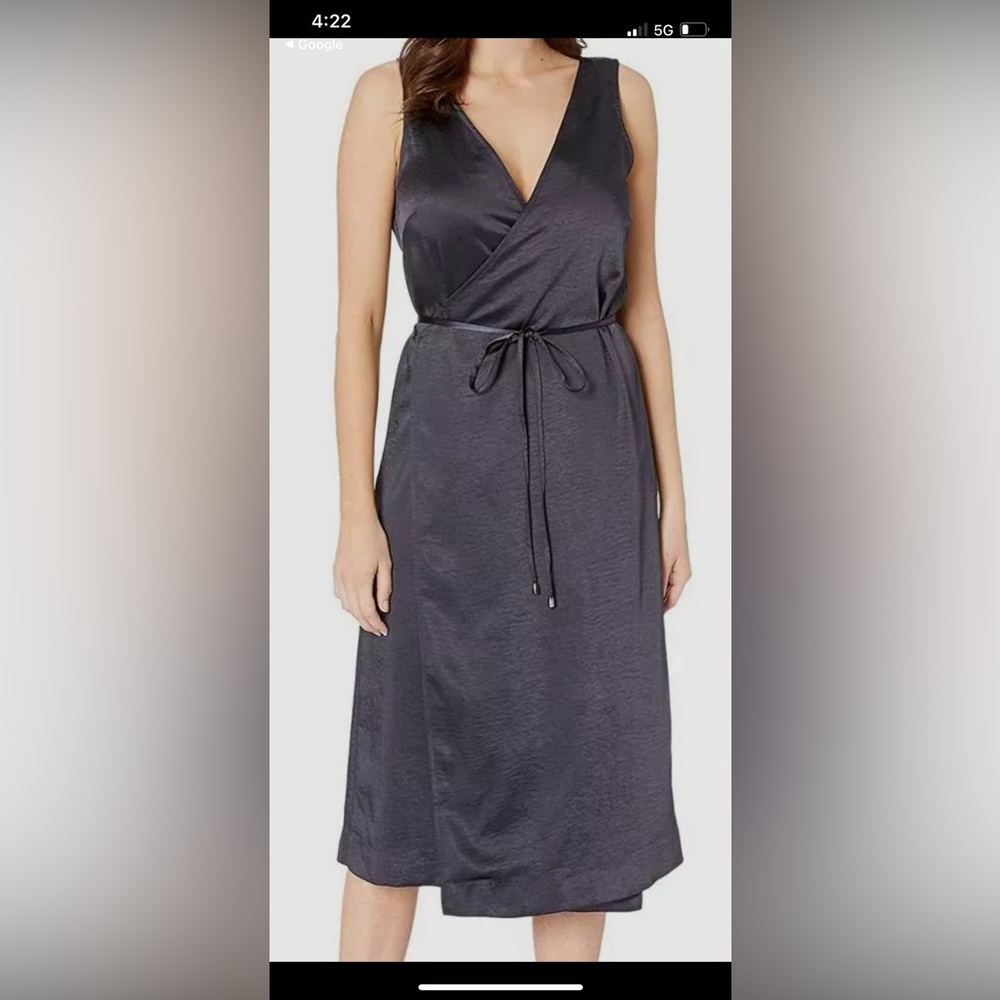 Lilla P Charcoal Wrap Midi Dress